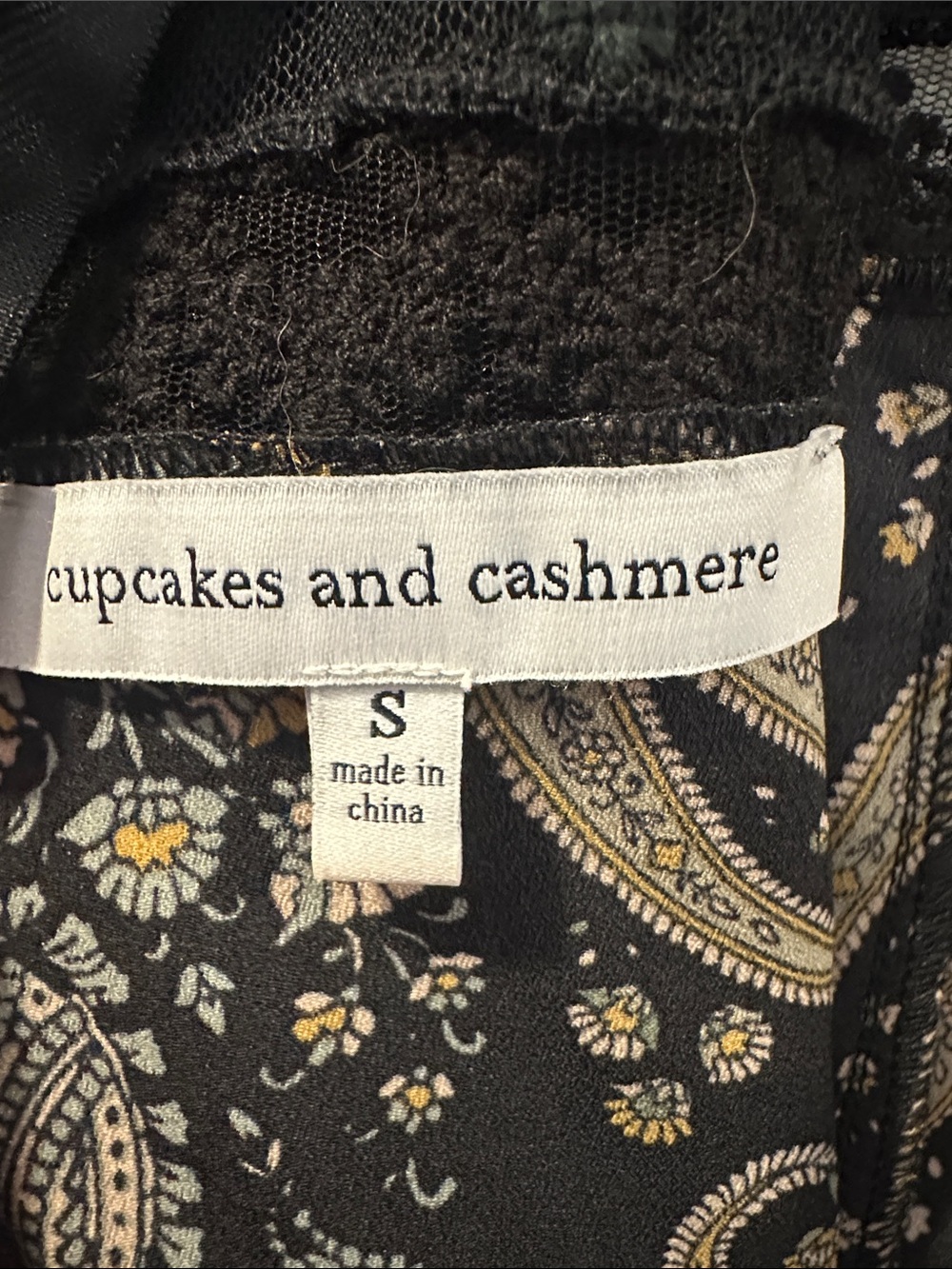 CUPCAKES AND CASHMERE Black Paisley Lace Long Sleeve Mini Dress SzS Feminine EUC - Picture 12 of 17